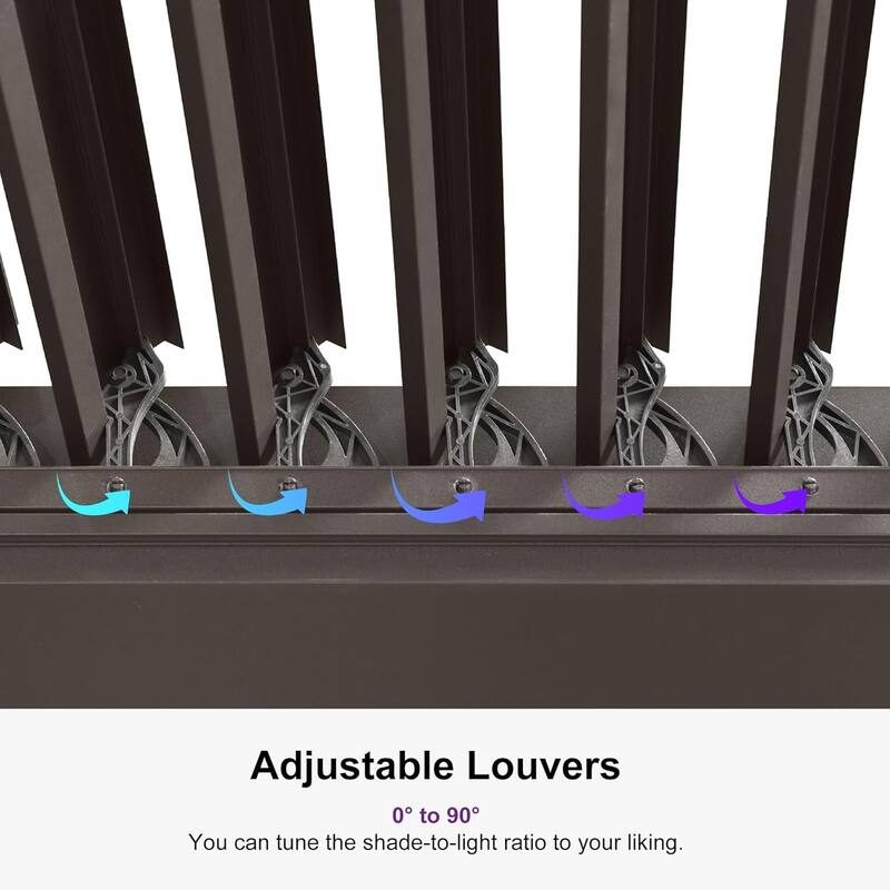 PURPLE LEAF Louvered Pergola Outdoor Aluminum Pergola with Adjustable Roof for Patio Hardtop Gazebo