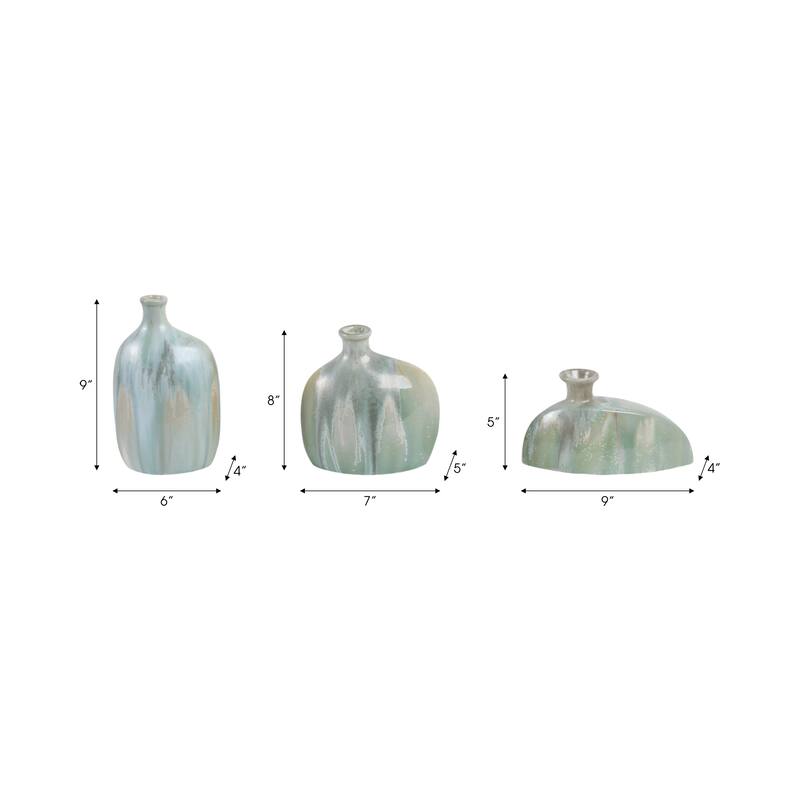 Stoneware Decorative Vases Sleek Sculptural Design Modern (Set of 3)
