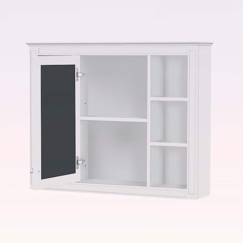 35'' x 27.5'' Wall-Mounted Medicine Cabinet with Mirror and 6 Open Shelves