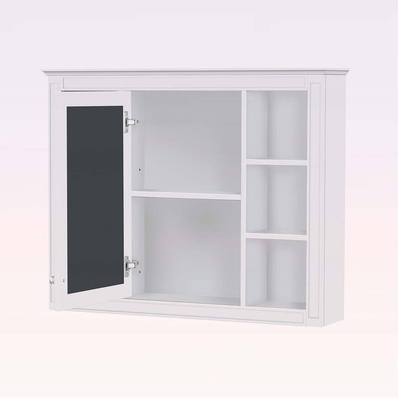 Wall-Mounted Bathroom Storage Cabinet with Mirror,6 Open Shelves,Modern and Space-Efficient Design