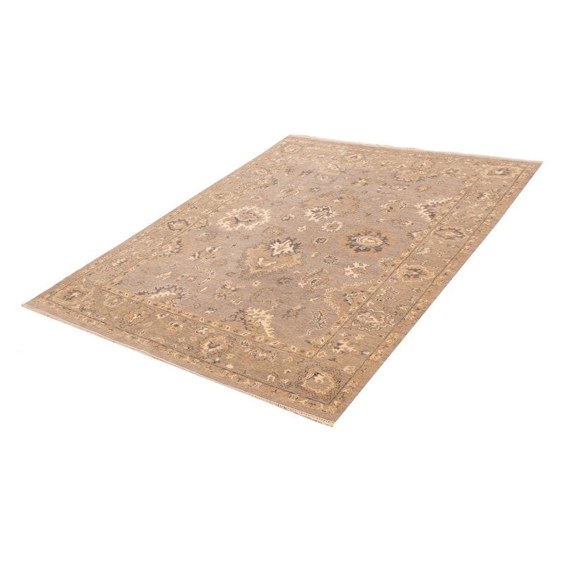 ECARPETGALLERY Hand-knotted Oushak Grey Wool Rug - 8'0 x 9'10