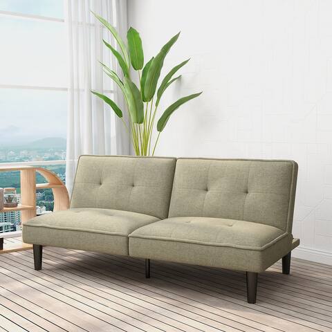 Futon Sofa Bed Modern Linen Fabric Convertible Folding Lounge Couch Loveseat Daybed for Living Room Apartment Dorm