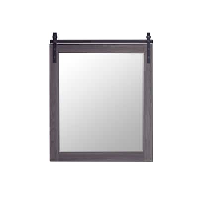 Cortes 32" Bathroom Vanity Barndoor Wall Mirror in Oak