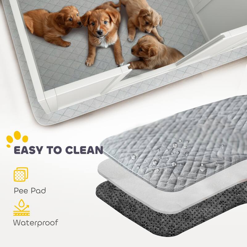 PawHut Whelping Box for Dogs and Puppies, Dog Whelping Box with Washable Waterproof Pee Pad & Adjustable Door for Medium Dogs