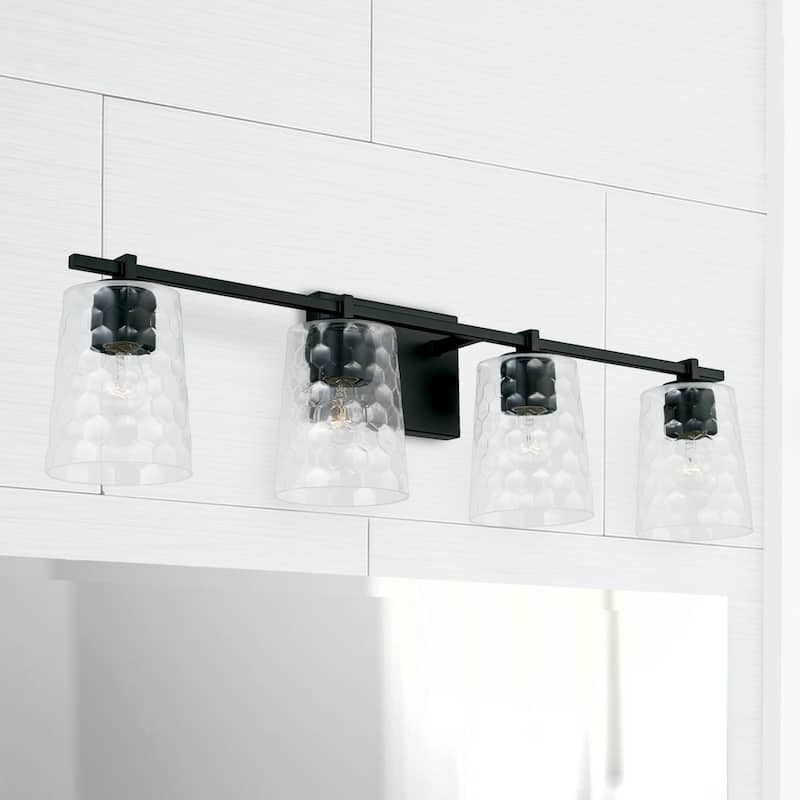 4-light 32.75-inch Bath/ Vanity Fixture w/ Clear Honeycomb Glass