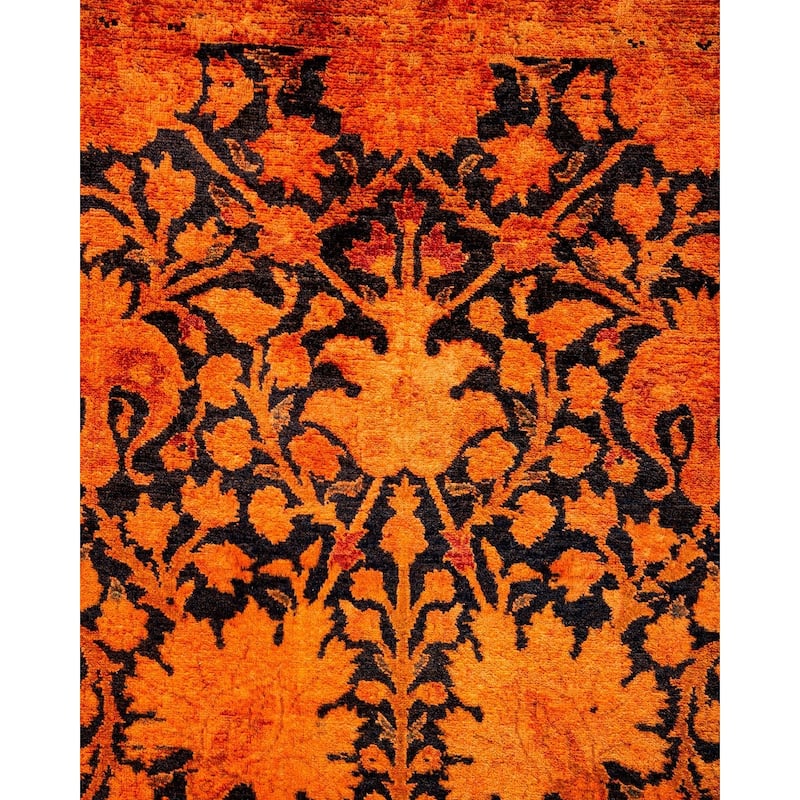 Overton Hand Knotted Wool Vintage Inspired Modern Contemporary Overdyed Orange Area Rug - 4' 1" x 6' 1"