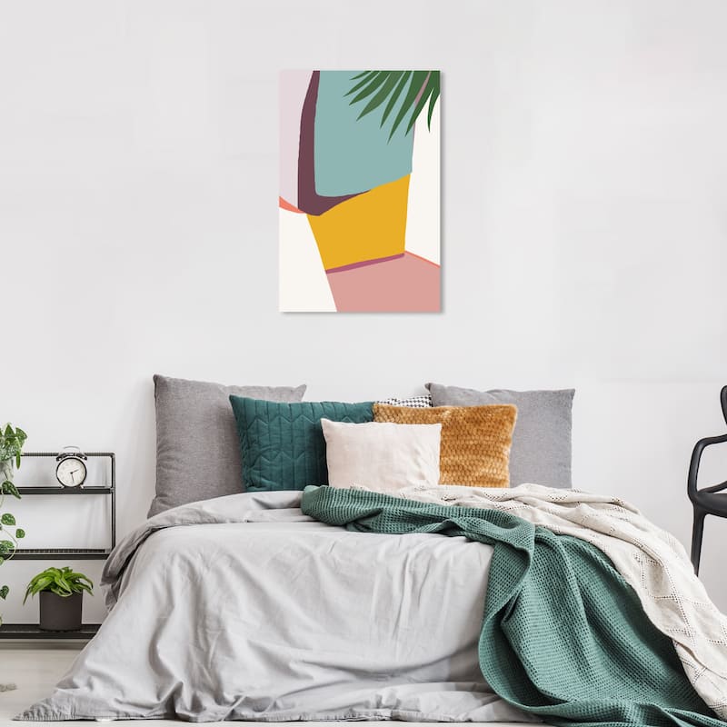 Wynwood Studio Canvas Abstract Plant in my Terrace Blue and Light Blue Modern & Contemporary Wall Art Canvas Print - 36 x 24