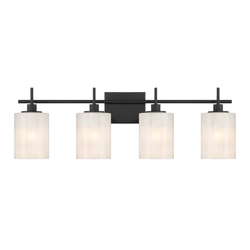 Bellevue SHBF80973 4 Light 31" Wide Vanity Light with Strié Glass - Matte Black