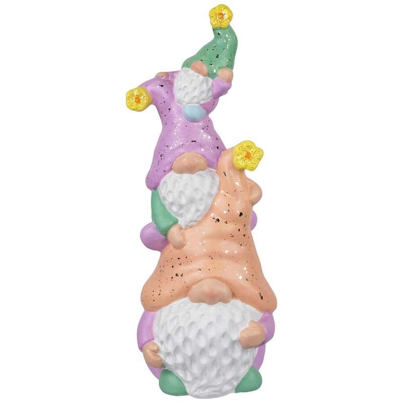Gnome Tower Spring Figurine - 12" - Lilac and Orange