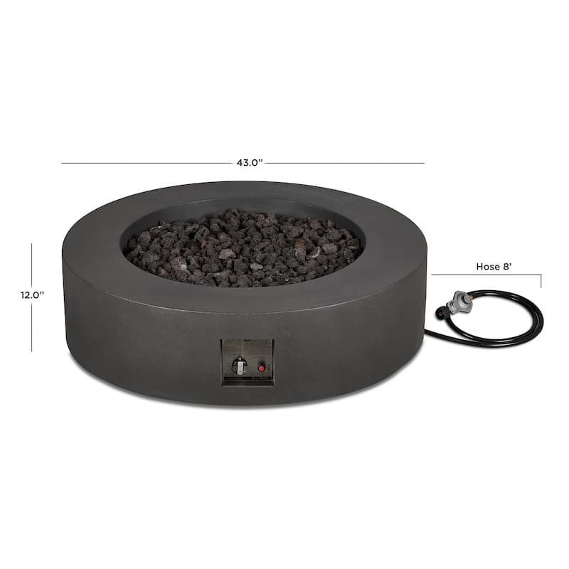 Emery 43" Round Propane Fire Table Carbon