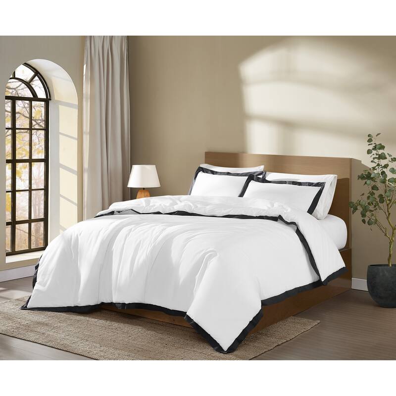 Brooklyn Loom Cotton Hotel Border 3 Piece Comforter Set