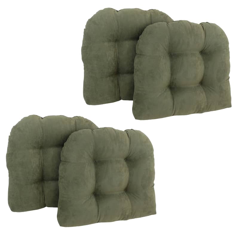 19-inch U-Shaped Microsuede Chair Cushion (Set of 1, 2, or 4) - Set of 4 - Sage Green