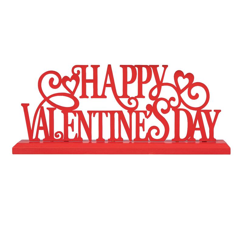 Glitzhome 16"L Wooden & Metal HAPPY VALENTINE'S DAY Table Decor