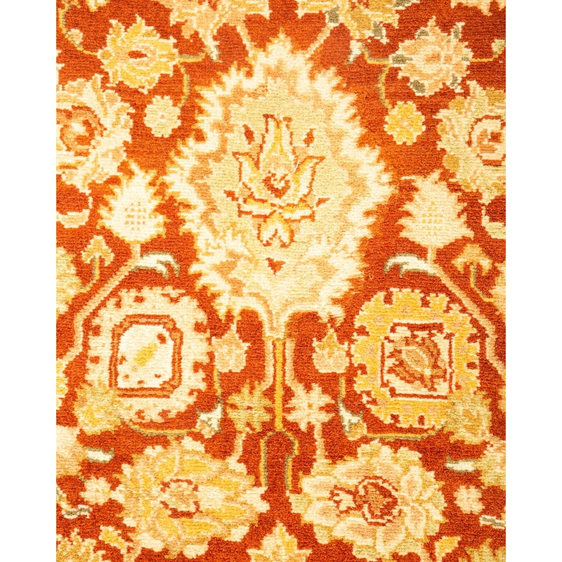 Overton Hand Knotted Wool Vintage Inspired Traditional Mogul Brown Runner Rug
