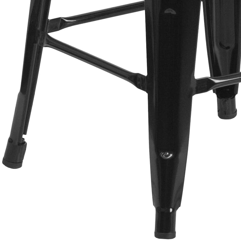 24" High Backless Metal Counter Height Stool with Square Wood Seat