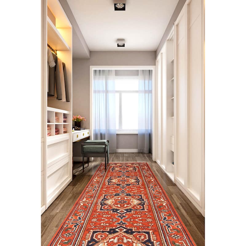 ECARPETGALLERY Hand-knotted Serapi Heritage Red Wool Rug - 2'6 x 11'10