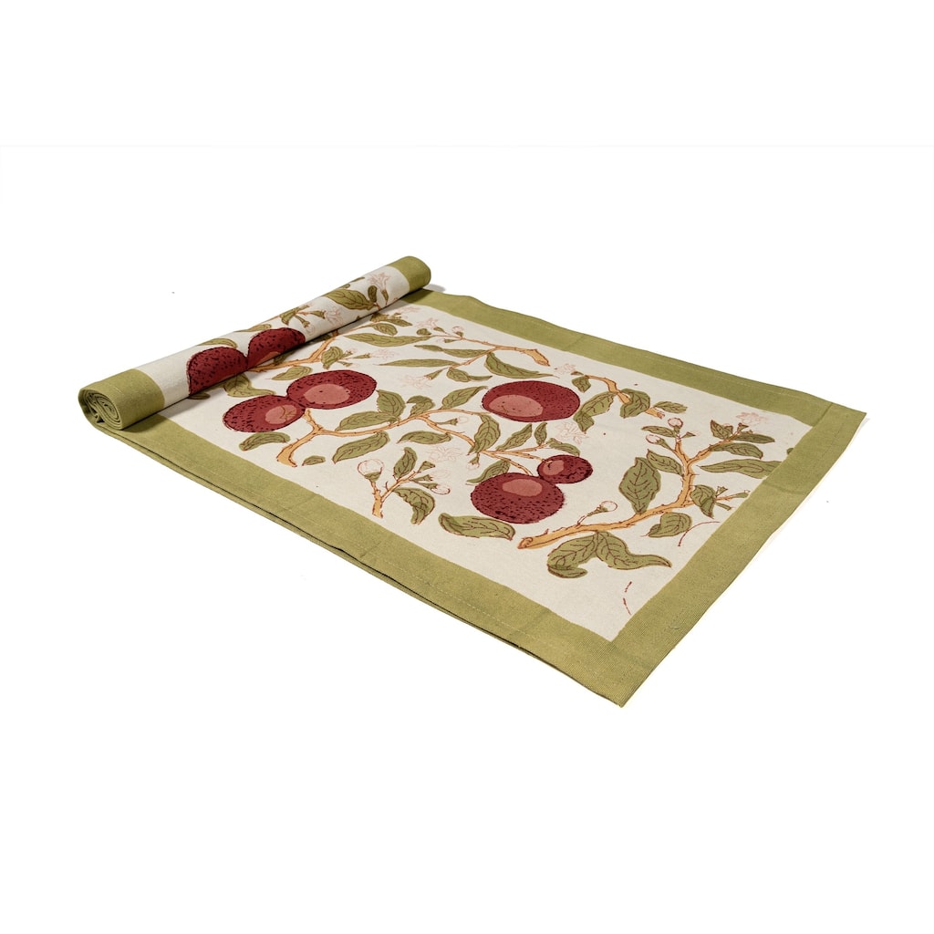 Couleur Nature Orange Tree Table Runner - Red/Green