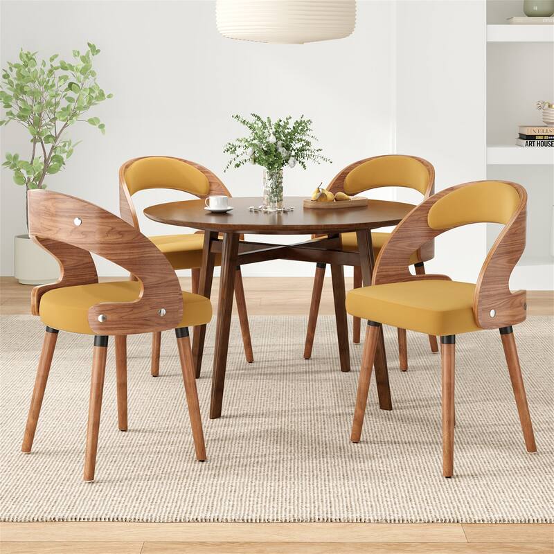 Modern Upholstered Dining Chairs with Curved Backrest (Set of 2)