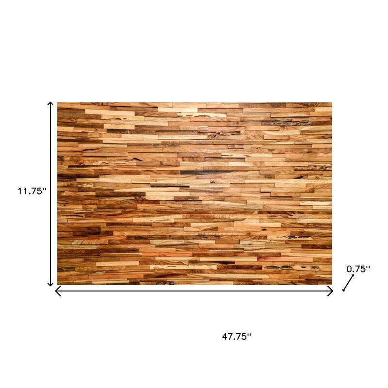 HomeRoots Brown 3D Embossed Geometric Teak Reclaimed Wood Decorative Wall Panels - 47.75' X '11.75' X '0.75