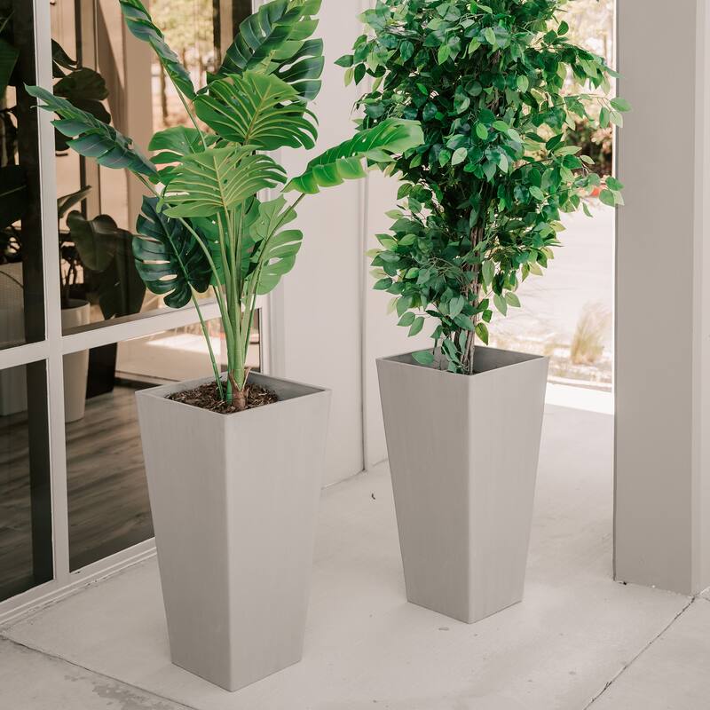 XBrand Modern Square Tapered Planter – 28" or 30" Tall, Indoor & Outdoor Use