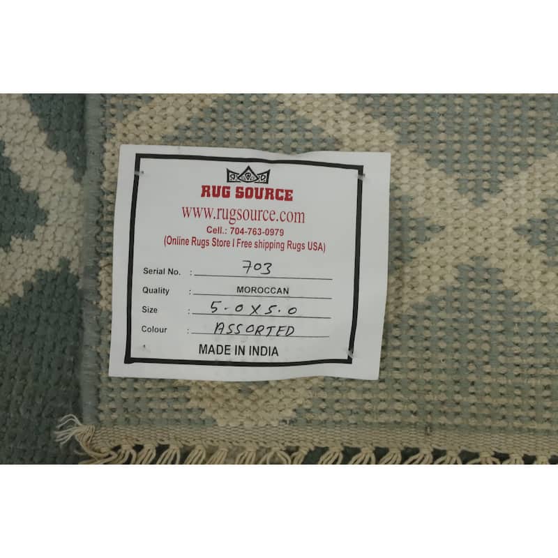 Hand-knotted Modern Wool Grey Geometric Area Rug Oriental Carpet - 8' 0'' X 5' 0''