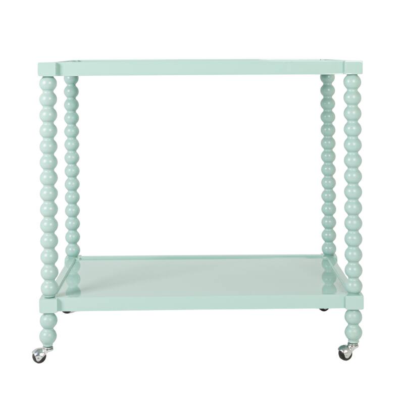 Rubberwood 2-Tier Bar Cart on Wheels