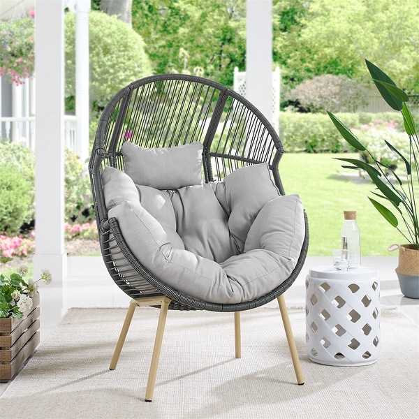 Gymojoy Outdoor Patio Wicker Egg Chair Oversized Lounger Egg Chair