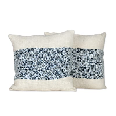 Novica Handmade Diamond Petals Cotton Cushion Covers (Pair)