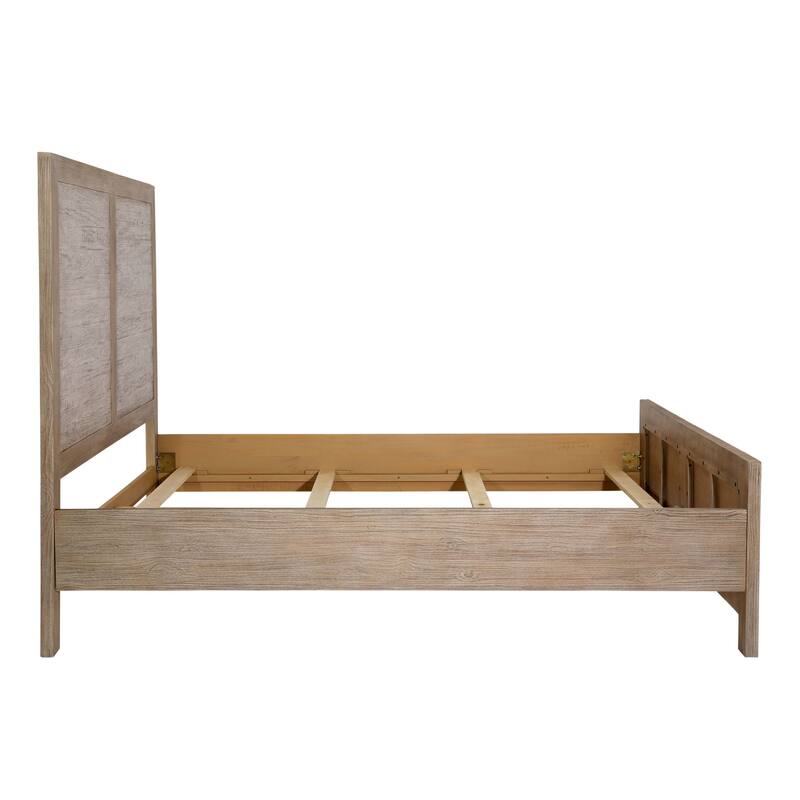 Rowena Pine Wood Panel Bed, Light Gray