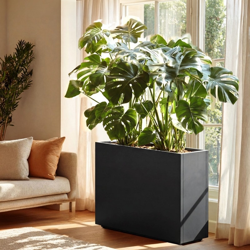 Metal Large Planter Box with Drainage Holes and Removable Shelf