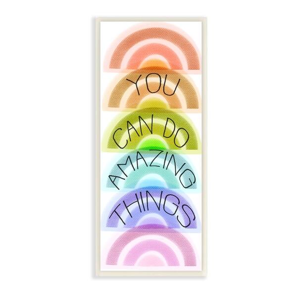 Stupell You Can Do Amazing Things Phrase Stacked Rainbows Wood Wall Art ...