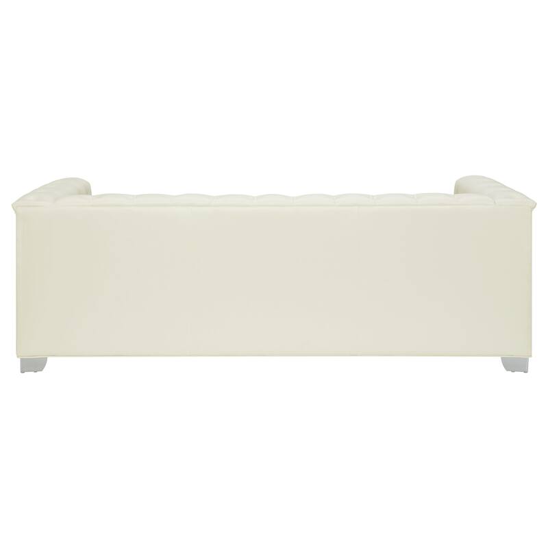 Chaviano Pearl White Upholstered Track Arm Sofa Set