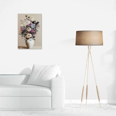 Wynwood Studio Canvas Floral and Botanical Neutral Lovely Bouquet Brown and Taupe Traditional Wall Art Canvas Print