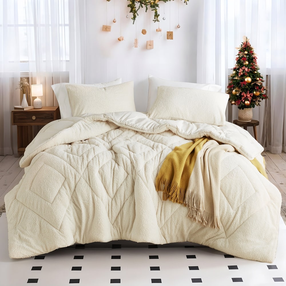 Chelsea Square Kyla Double Diamond Quilted Teddy Comforter Set