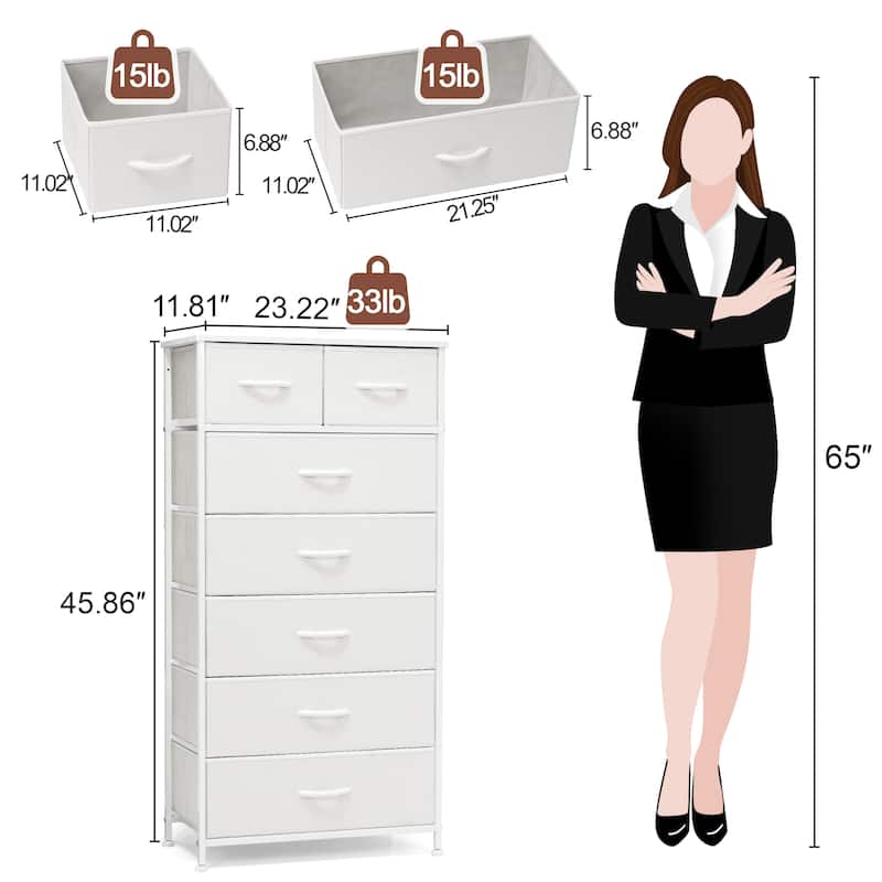 Vertical Storage Dresser 7-drawer Chest Closet Organizer Unit for Bedroom