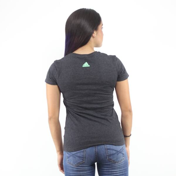 Shop Adidas Green Side Logo Women S Grey T Shirt Back Performance Logo Overstock 17067444