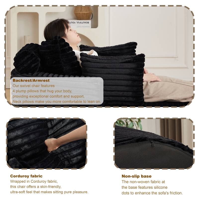 Rossetta 50"L Modern Backrest Pillow Design Fluffy Corduroy Sponge Single Sofa, No Assembly Required