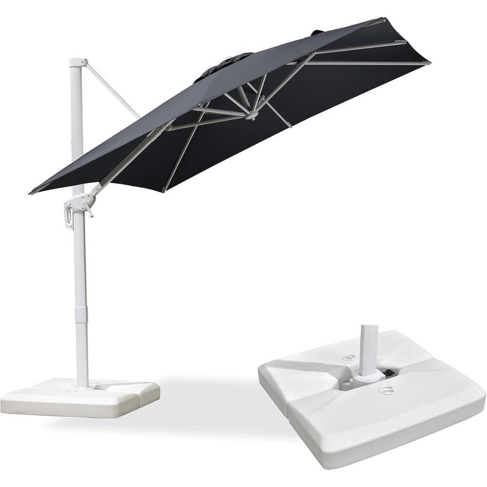 PURPLE LEAF White Square Cantilever Patio Umbrella With Base