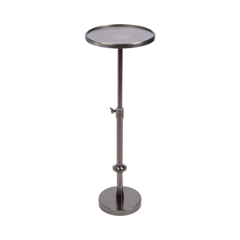 Kate and Laurel Engles Adjustable Polished Metal Table and Plant Stand - 10x10x30 - Pewter