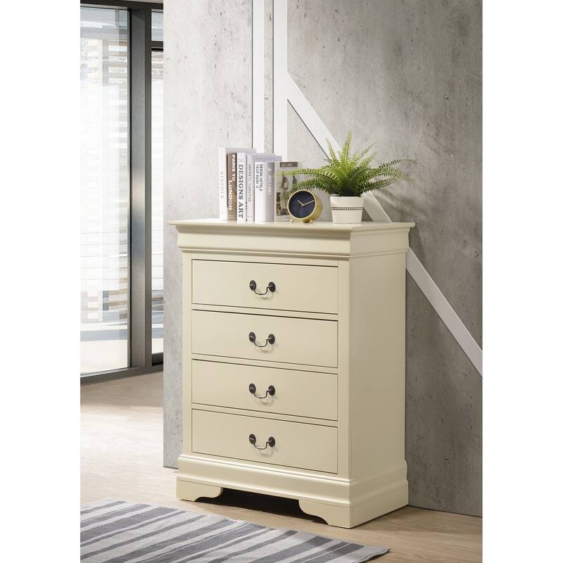 Passion Furniture Louis Phillipe Cherry 4 Drawer Chest of Drawers - 31"L x 16"W x 41"H