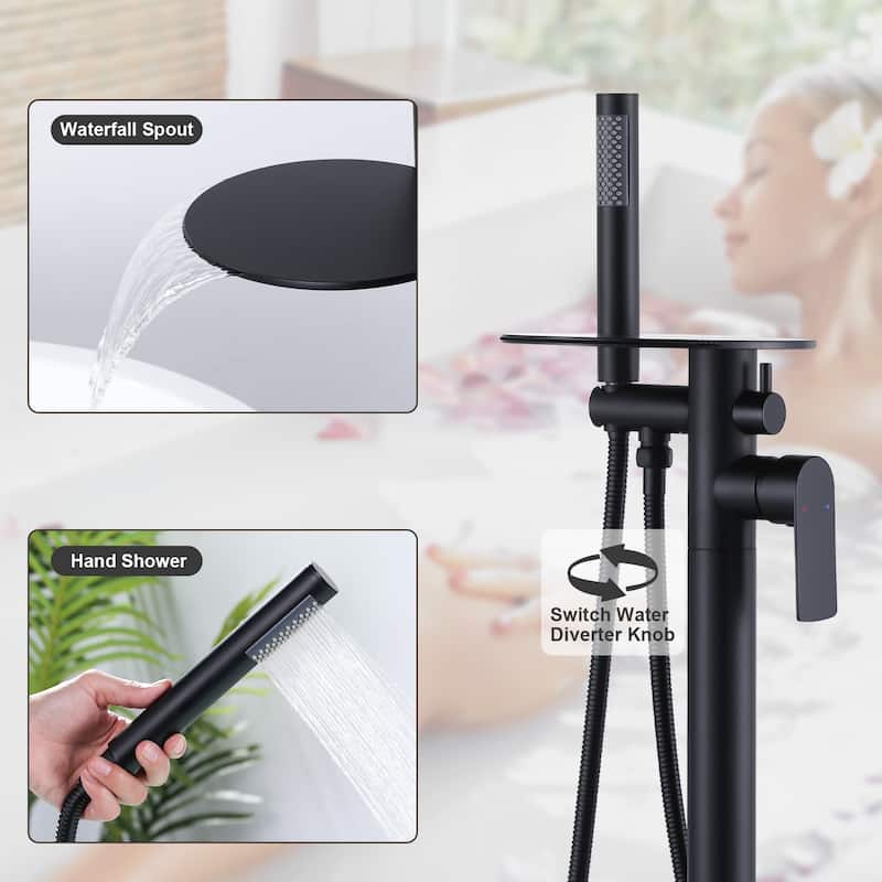 WOWOW Single Handle Floor-Mounted Bathtub Faucet