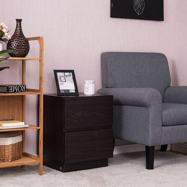 Shop Costway 2 Drawers End Table Night Stand Chest Cabinet