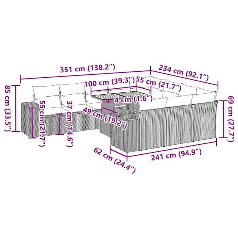 vidaXL Garden Sofa Set - 21.7 x 39.4 x 28.7