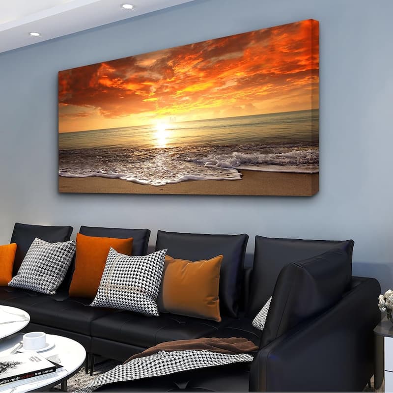Wall Art Sunset Ocean Beach Pictures Photo Paintings