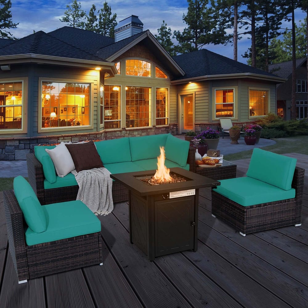 Costway 7 PCS Patio Furniture Set with 28" 50000 BTU Propane Gas Fire - See Details