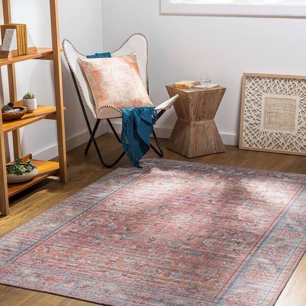 slide 2 of 11, Livabliss Seema Traditional Medallion Machine Washable Area Rug 5' 3" x 7' 3" - Pink