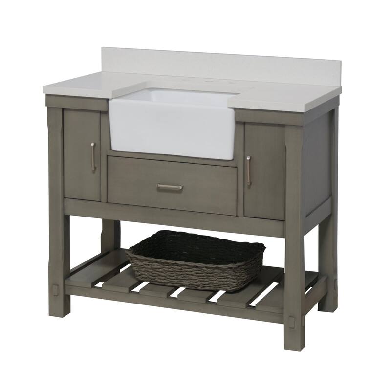KitchenBathCollection Charlotte 42" Farmhouse Bathroom Vanity with ...