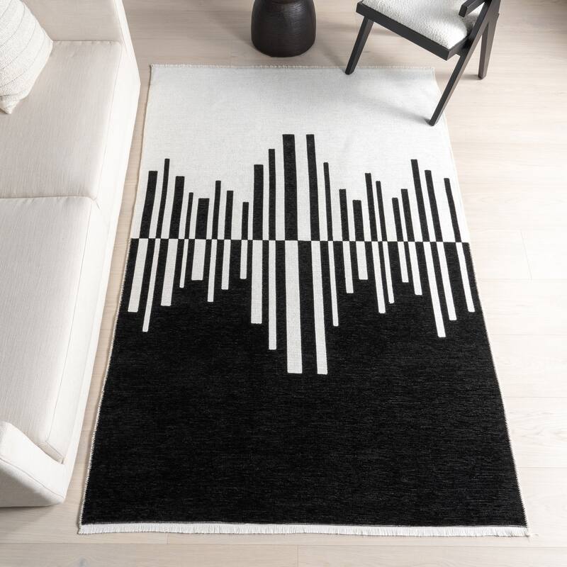 Nuloom Olea SuperiorWash Abstract Machine Washable Area Rug - 7'10" x 10' - Black/Cream