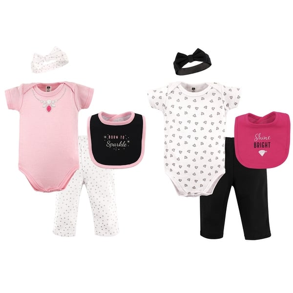 slide 1 of 1, Hudson Baby Infant Girl Layette Boxed Giftset, Sparkle, 0-6 Months - Sparkle 0-6 Months - Sparkle