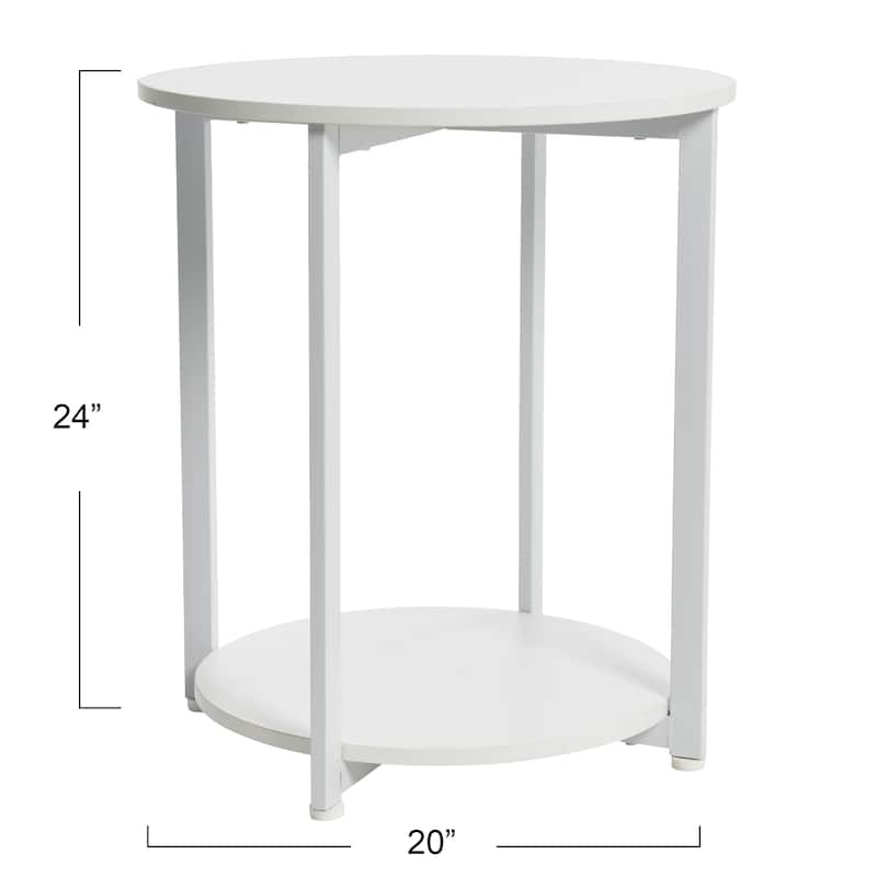 Household Essentials Side End Table with Storage Shelf
